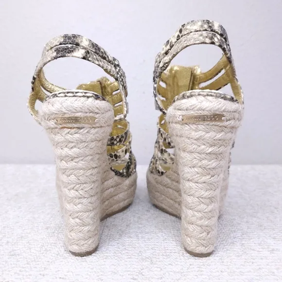 Jimmy Choo Snake Embossed Caged Espadrille Wedge Pumps