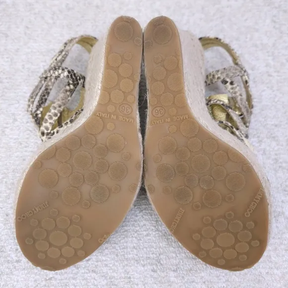 Jimmy Choo Snake Embossed Caged Espadrille Wedge Pumps