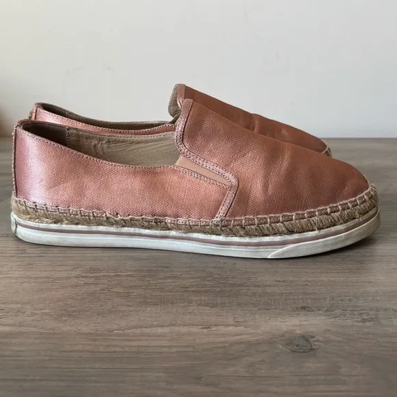 Jimmy Choo Women Espadrille 10 Copper Shoes  Metallic Jute Trim Size 40 Slip On