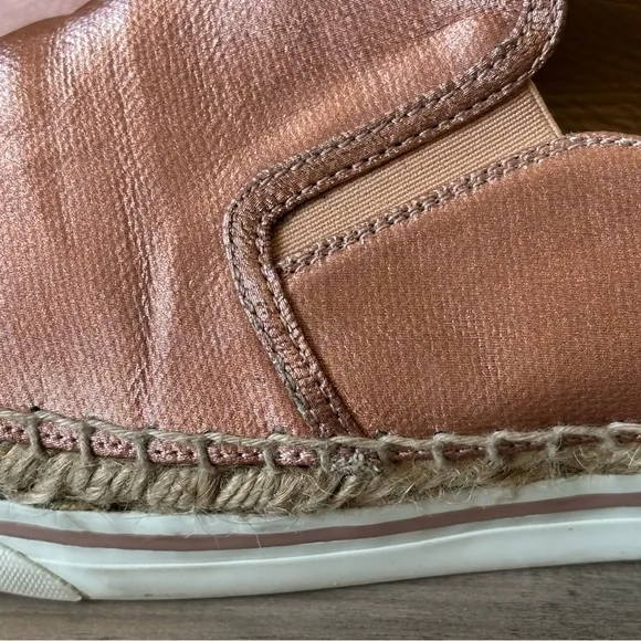 Jimmy Choo Women Espadrille 10 Copper Shoes  Metallic Jute Trim Size 40 Slip On