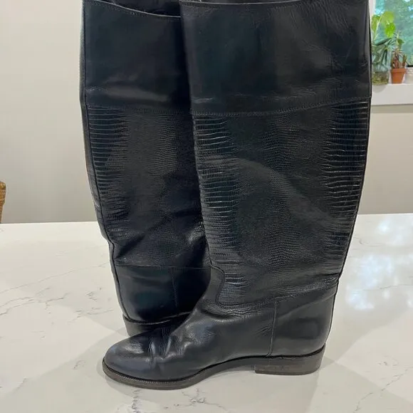 Joan &amp; David Nero Riding Boots Vintage Black Leather Size 8.5