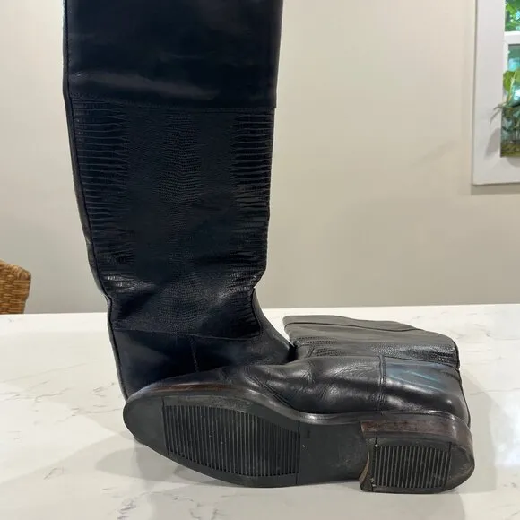 Joan &amp; David Nero Riding Boots Vintage Black Leather Size 8.5
