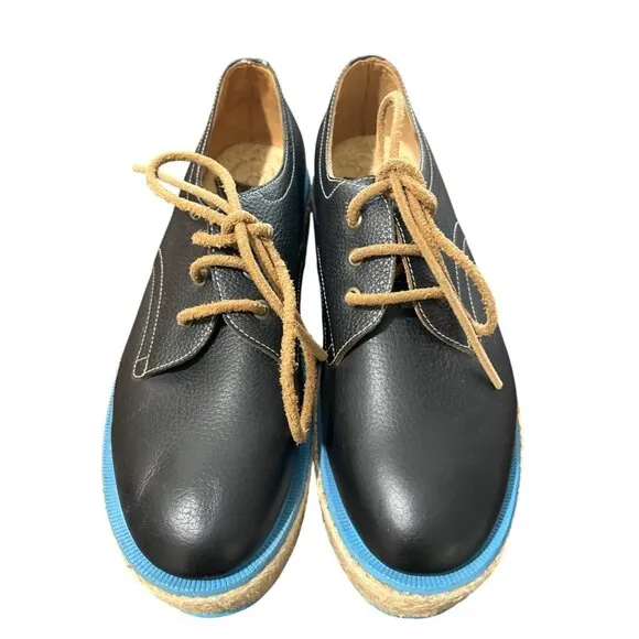 John Fluevog Leather Oxford Espadrille Platform Shoes Unisex Mens 4 / Womens 6