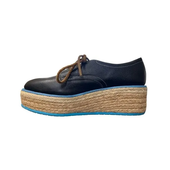 John Fluevog Leather Oxford Espadrille Platform Shoes Unisex Mens 4 / Womens 6
