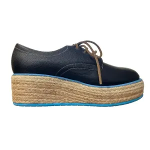 John Fluevog Leather Oxford Espadrille Platform Shoes Unisex Mens 4 / Womens 6