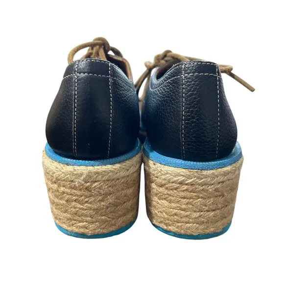 John Fluevog Leather Oxford Espadrille Platform Shoes Unisex Mens 4 / Womens 6