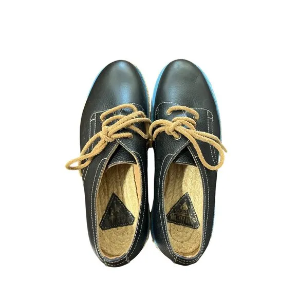 John Fluevog Leather Oxford Espadrille Platform Shoes Unisex Mens 4 / Womens 6