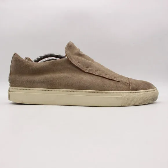 John Varvatos 315 Slip On Men's Size 11.5 Shoes Tan Suede Leather Sneakers