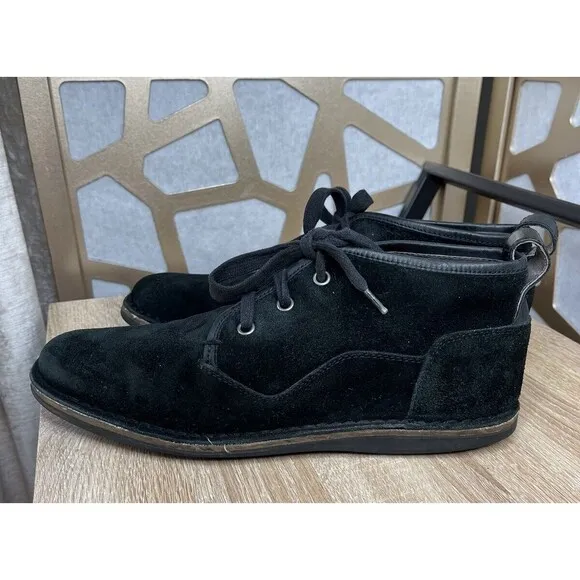 John Varvatos USA Sz 8.5 Chukka Ankle Boots Suede Leather Hipster Black Mens Vtg
