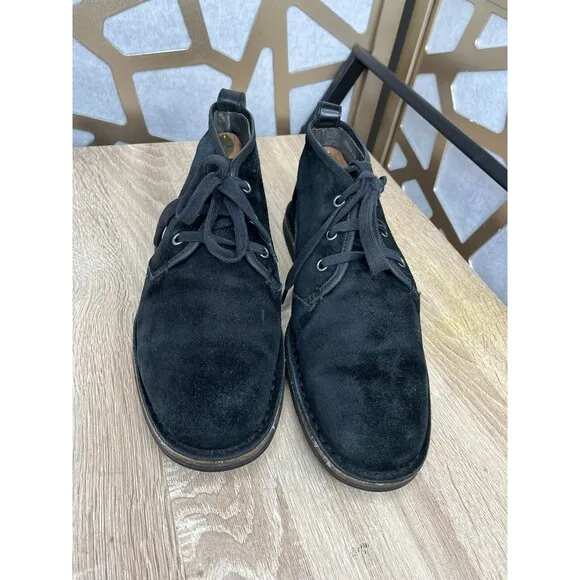 John Varvatos USA Sz 8.5 Chukka Ankle Boots Suede Leather Hipster Black Mens Vtg