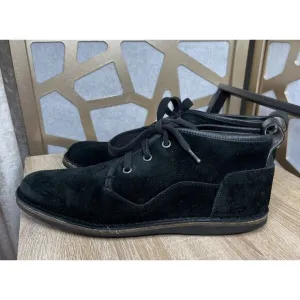 John Varvatos USA Sz 8.5 Chukka Ankle Boots Suede Leather Hipster Black Mens Vtg