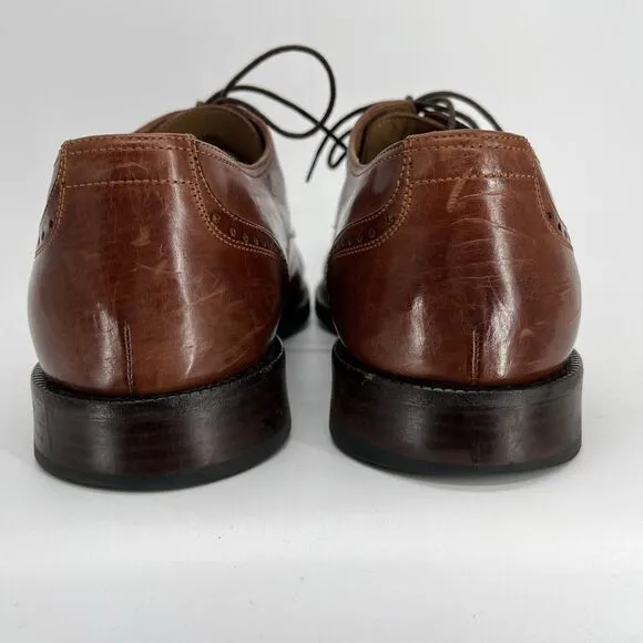 Johnston &amp; Murphy Dress Shoes Mens 10 Brown Oxford Brogue Cap Toe