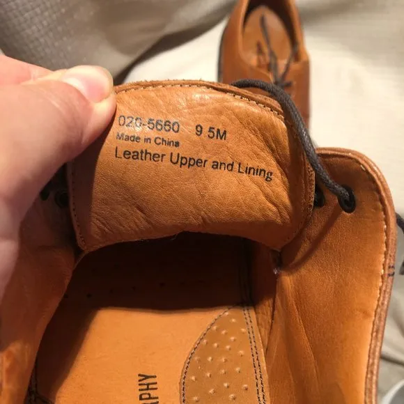 Johnston &amp; Murphy lace up leather derby shoes, leather lining, 9.5