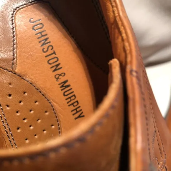 Johnston &amp; Murphy lace up leather derby shoes, leather lining, 9.5