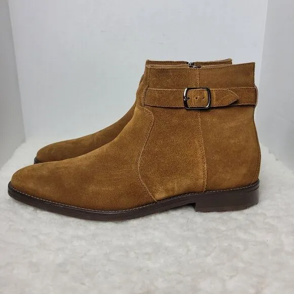 Johnston &amp; Murphy Meade Men's Ankle Boots Size 10.5 M Buckle Brown Suede