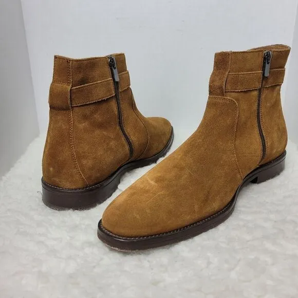 Johnston &amp; Murphy Meade Men's Ankle Boots Size 10.5 M Buckle Brown Suede
