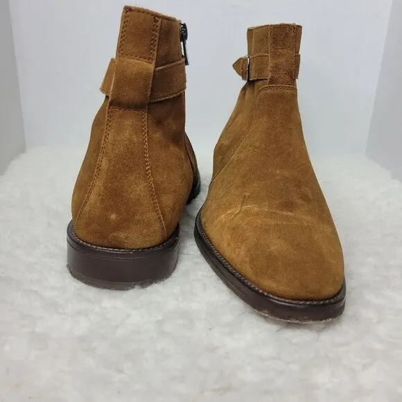 Johnston &amp; Murphy Meade Men's Ankle Boots Size 10.5 M Buckle Brown Suede