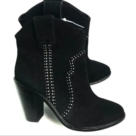 Joie Black Studded Suede Ankle Boots Size 7.5 New