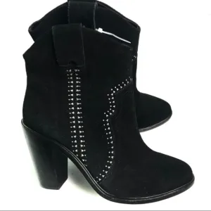 Joie Black Studded Suede Ankle Boots Size 7.5 New