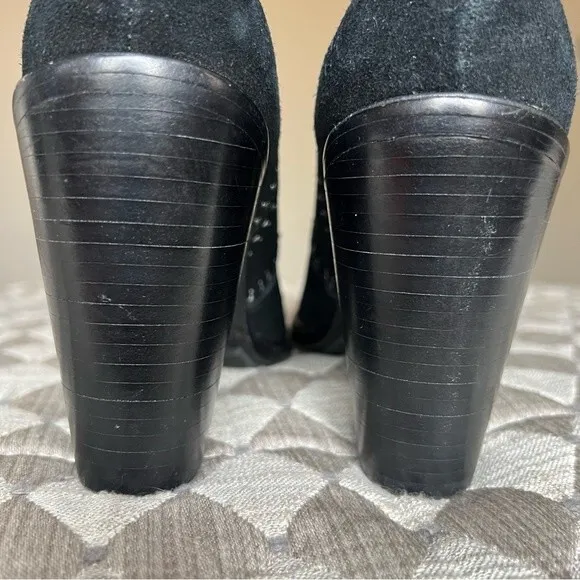 JOIE Monte Black Suede Ankle Boot Silver Studs Size EU 37.5 US 7 Western Cowgirl