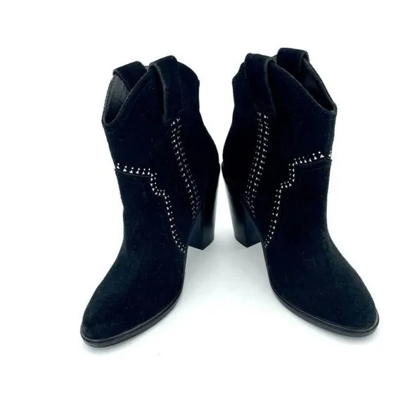 Joie Monte Black Suede Leather Studded Ankle Booties SZ 37 EU New $365