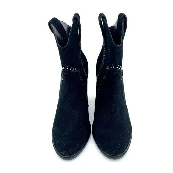Joie Monte Black Suede Leather Studded Ankle Booties SZ 37 EU New $365