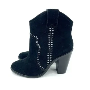 Joie Monte Black Suede Leather Studded Ankle Booties SZ 37 EU New $365