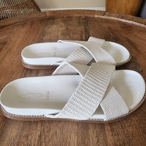 Joie Nell Textured Woven Criss Cross Slide Sandals Women's Size 8.5