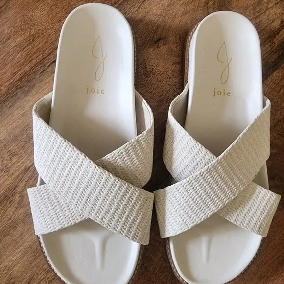 Joie Nell Textured Woven Criss Cross Slide Sandals Women's Size 8.5