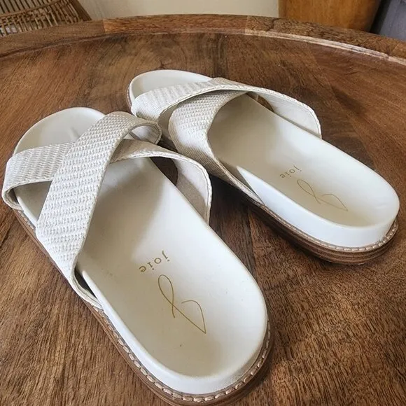 Joie Nell Textured Woven Criss Cross Slide Sandals Women's Size 8.5