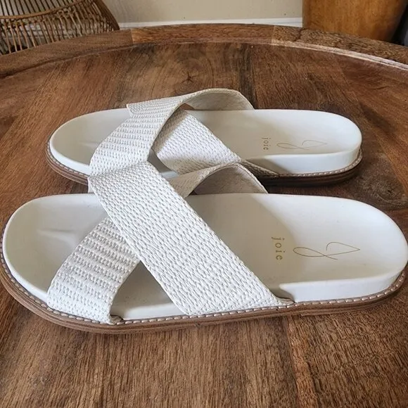 Joie Nell Textured Woven Criss Cross Slide Sandals Women's Size 8.5