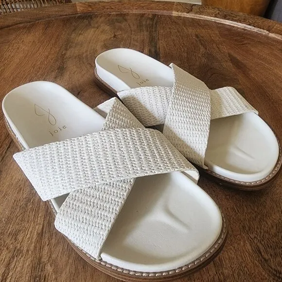 Joie Nell Textured Woven Criss Cross Slide Sandals Women's Size 8.5
