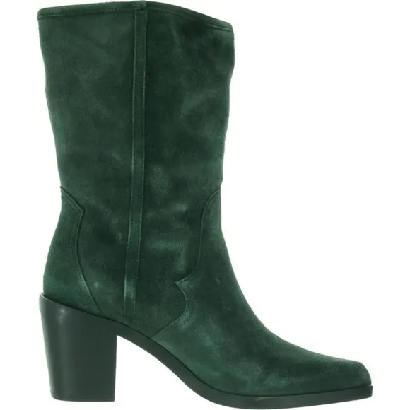 Joie Womens Ryann Green Suede Mid-Calf Cowboy, Western Boots Shoes NWT