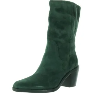 Joie Womens Ryann Green Suede Mid-Calf Cowboy, Western Boots Shoes NWT