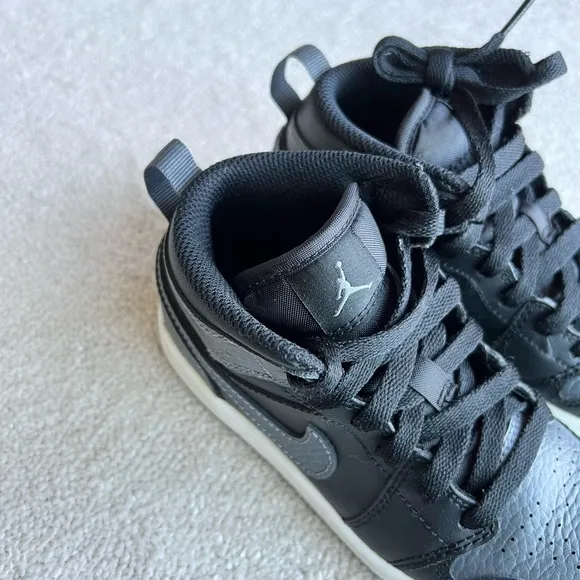 Jordan 1 MID BP Black/Dark Grey Summit White Shoes 12.5C