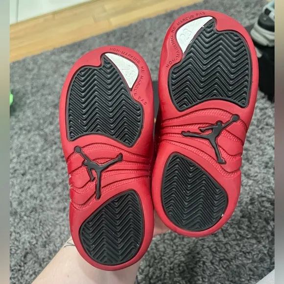 Jordan 12 Retro Kids Shoes - White and Red