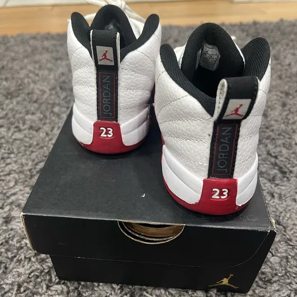 Jordan 12 Retro Kids Shoes - White and Red