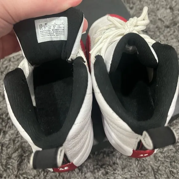 Jordan 12 Retro Kids Shoes - White and Red
