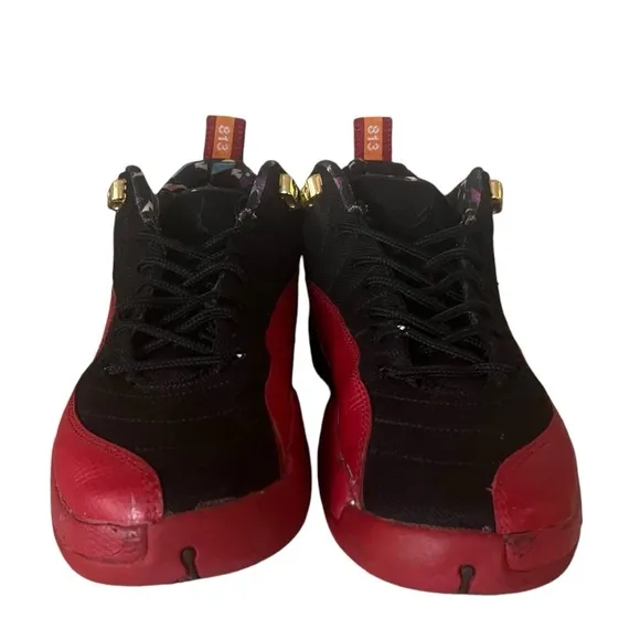 Jordan 12 Retro Low Super Bowl LV (GS) Athletic Shoes Red, Gold &amp; Black Sz 5.5