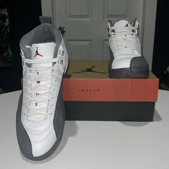 Jordan 12 Retro “White Dark Grey” Men’s Size 10