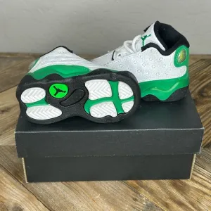 Jordan 13 Retro Kids Shoes in White and Green