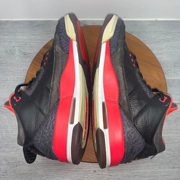 Jordan 3 Retro Crimson 2013 SIZE 12 Men's Shoes Pre-owned Rare Men's 136064-005
