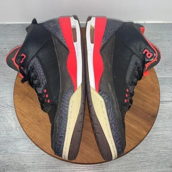Jordan 3 Retro Crimson 2013 SIZE 12 Men's Shoes Pre-owned Rare Men's 136064-005