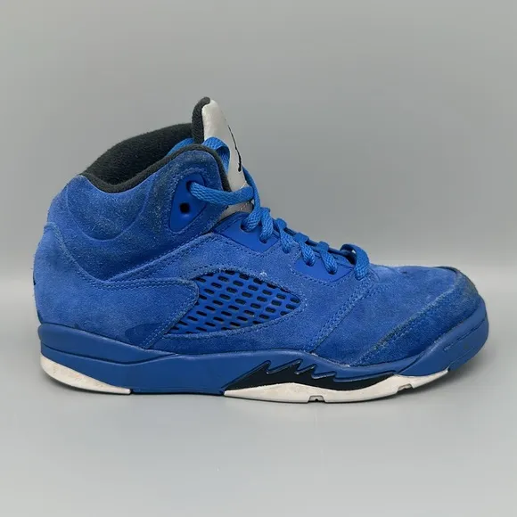Jordan 5 Blue Retro Suede Shoes Youth Sz 2Y