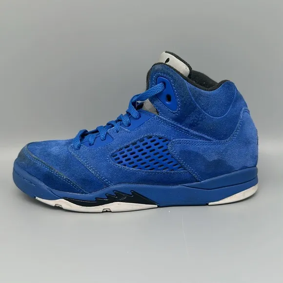 Jordan 5 Blue Retro Suede Shoes Youth Sz 2Y
