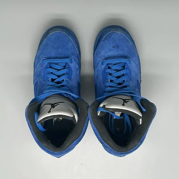 Jordan 5 Blue Retro Suede Shoes Youth Sz 2Y