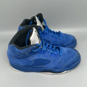 Jordan 5 Blue Retro Suede Shoes Youth Sz 2Y