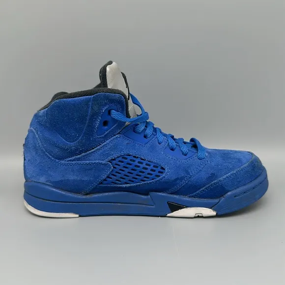 Jordan 5 Blue Retro Suede Shoes Youth Sz 2Y