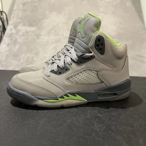 Jordan 5 Retro Green Bean Youth 6Y Silver Green Bean DQ3734-003 Basketball Shoes