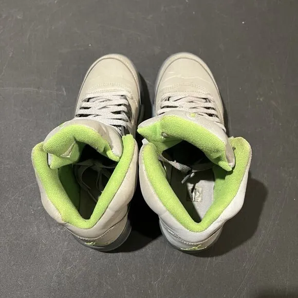 Jordan 5 Retro Green Bean Youth 6Y Silver Green Bean DQ3734-003 Basketball Shoes